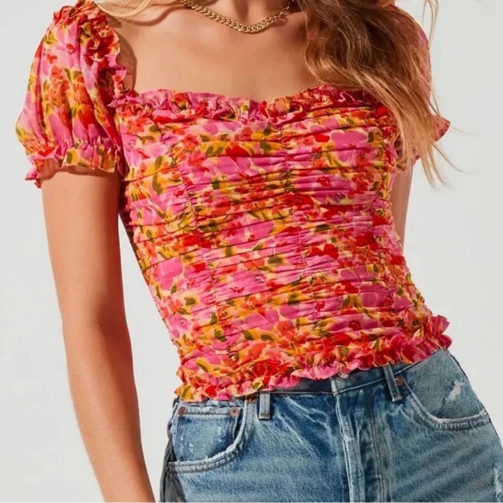 ASTR The Label | Helena Pink Ruched Women's Crop Top